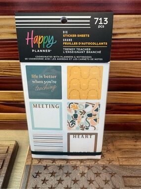 Happy Planner Teacher Sticker Packs - Teal, Peach & Gold Accents